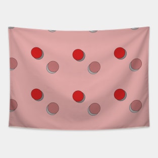 Red circles on a pink background, polka dot. Tapestry