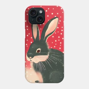 Red Christmas Snow American Black Cute Mini Rex Bunny in Merry Christmas New Year Vibes Phone Case