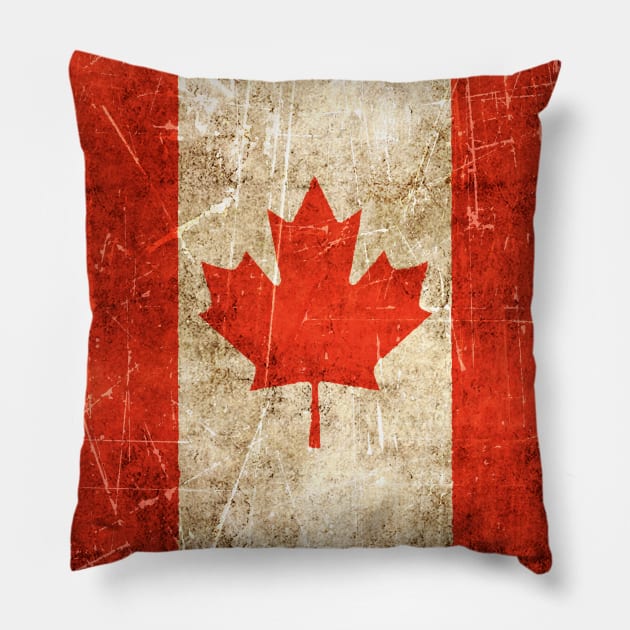 Vintage Aged and Scratched Canadian Flag Pillow by jeffbartels