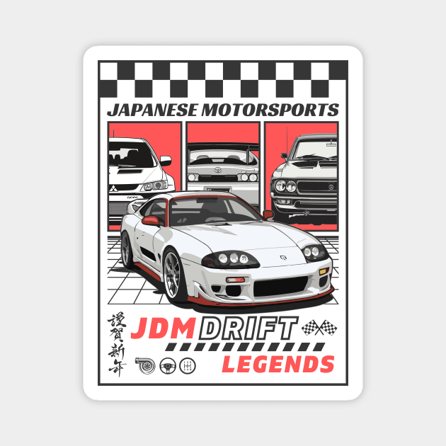 Retro Comic Japanese Racing Supra JDM Magnet by COSYMICTEES