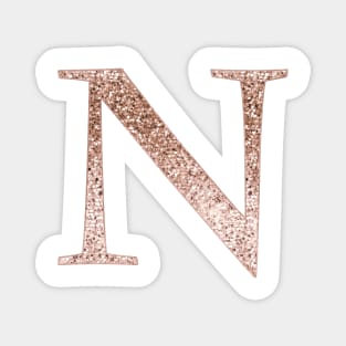 N rose gold glitter monogram letter Magnet