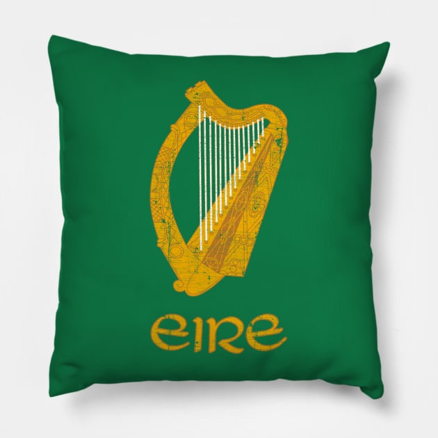 Irish Harp - Vintage Look Design Pillow by feck!