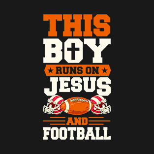 This Boy Runs On Jesus and Football Christian T-Shirt