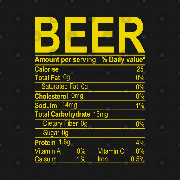 Beer Nutritional Facts by DragonTees