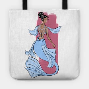 lovely sky blue mermaid with tan skin Tote