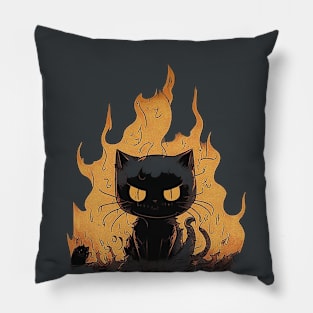 🐈 fire cat Pillow