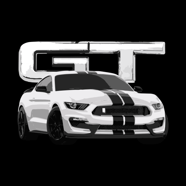 Mustang GT GT350 T-Shirt Oxford White by cowtown_cowboy