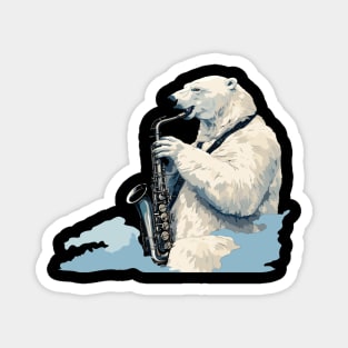 Polar Bear Playing Saxophone Magnet