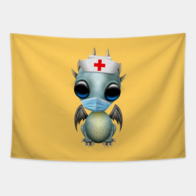 Cute Baby Blue Dragon Nurse Tapestry by jeffbartels