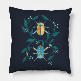 Blue Garden Beetles Pillow