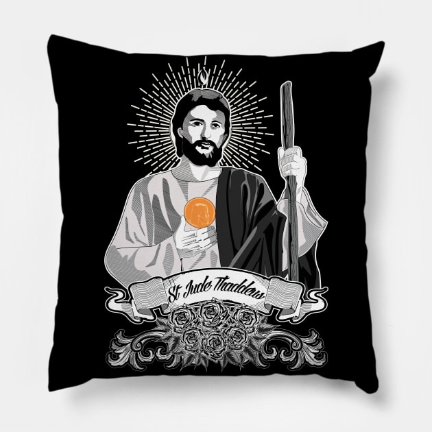 ST JUDE THADDEUS - NOVENA IMAGE Pillow by Obedience │Exalted Apparel