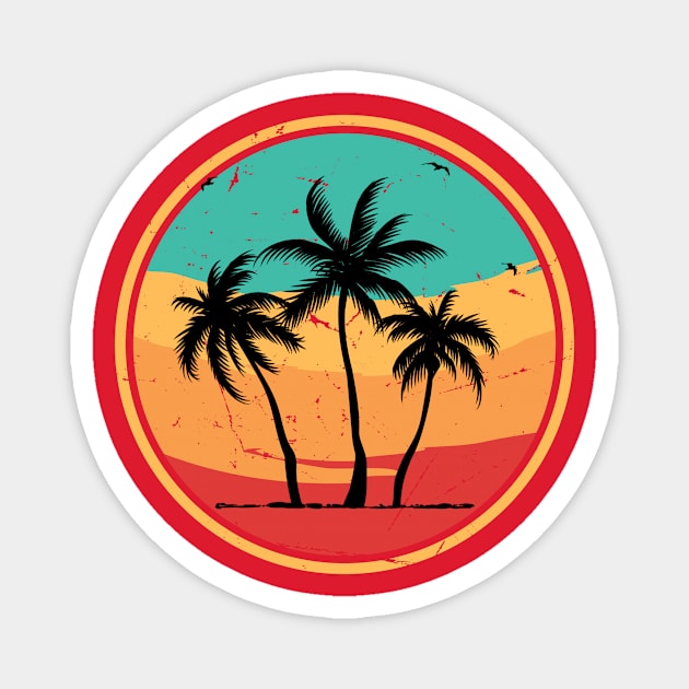 Vintage Tropical Palm Tree Beach Magnet by The WYLD Tribe