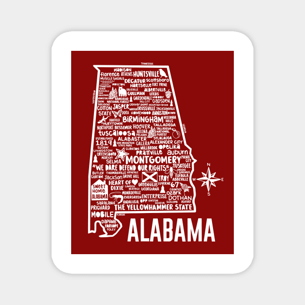 Alabama Map Magnet by fiberandgloss