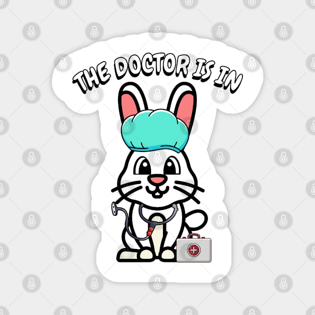 Cute white rabbit is a doctor Magnet by Pet Station