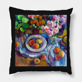 Still LIfe with Flowers & Fruits Pillow