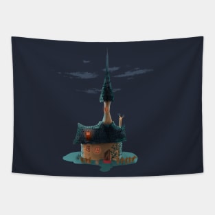 Miniature - small - cartoon witch house Tapestry