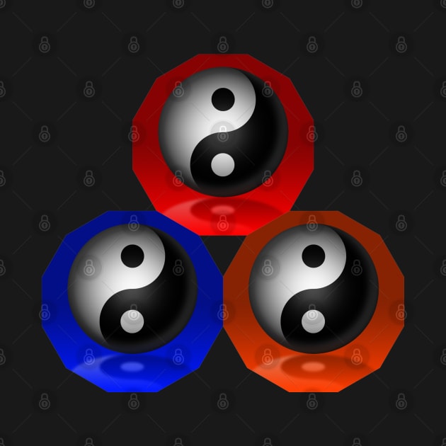 Yin Yang Triangle - Red, Orange and Blue by The Black Panther