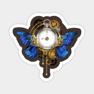 Clock with Blue Butterfly Wings Magnet