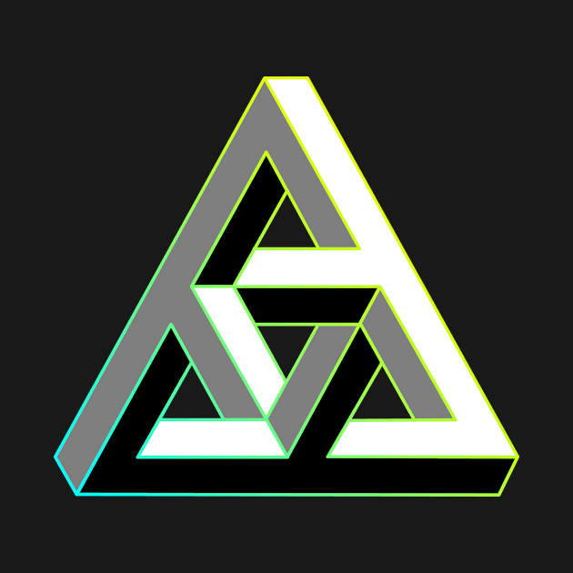 Even more impossible triangle with cyan to yellow gradient edge by TRIME