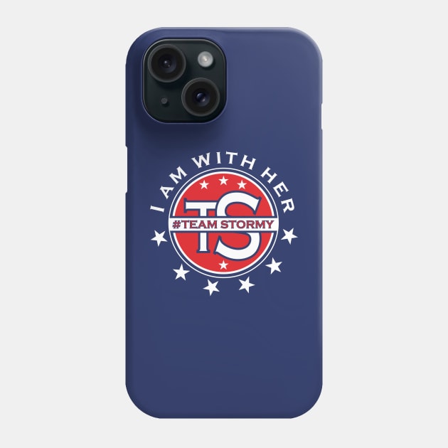 Team Stormy I Am With Her Political Red Blue White Typography With White Stars Phone Case by ZAZIZU