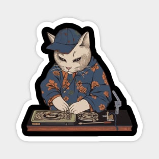 DJ retro hip hop cat Magnet