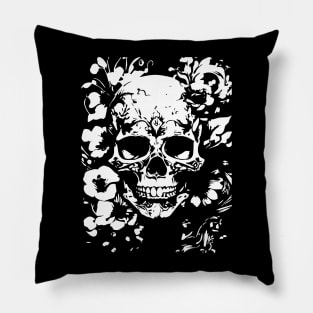 gothic skull with roses Pillow