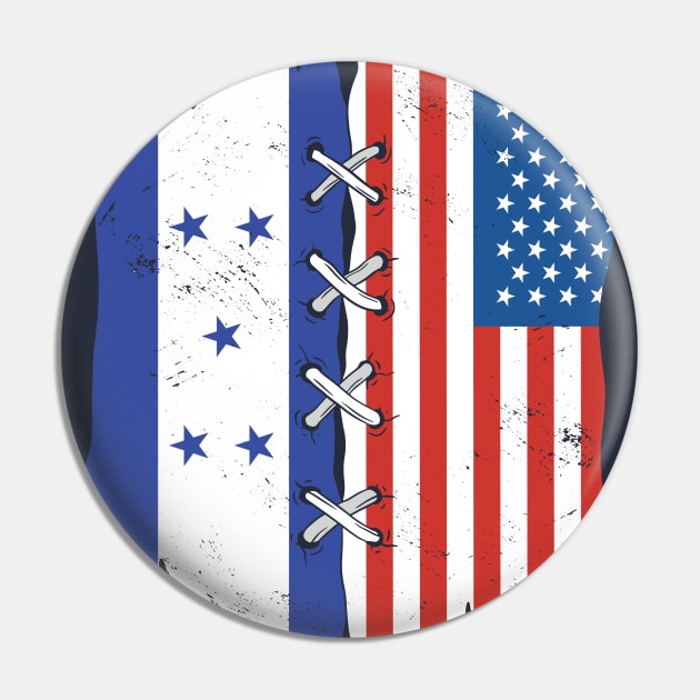 Proud Honduran American Heritage // Honduras & USA Flags Pin by Now Boarding