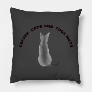 Coffee cats and yoga mats funny yoga and cat drawing Pillow