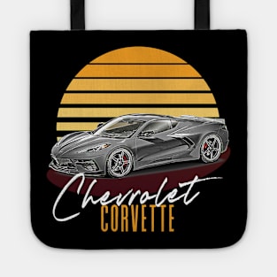 Retro Chevrolet Corvette Sunset Aesthetic Design Tote