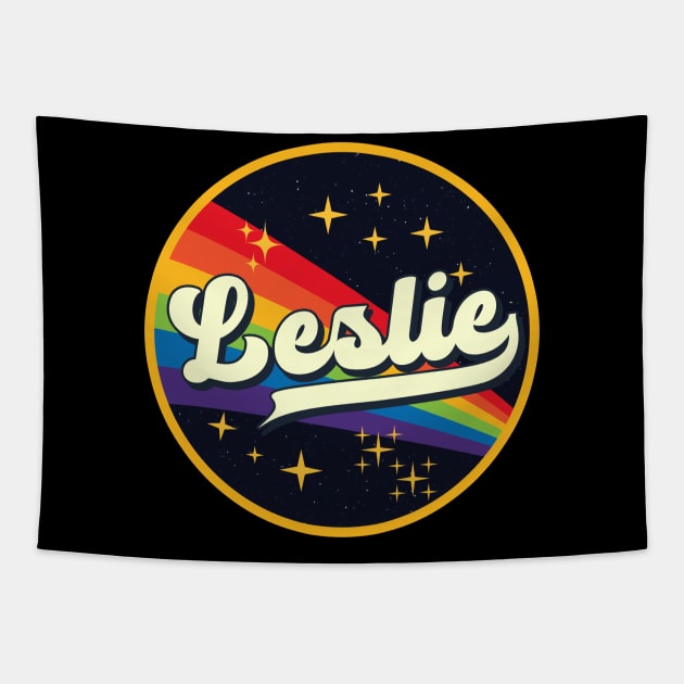 Leslie // Rainbow In Space Vintage Style Tapestry by LMW Art