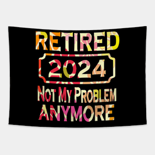 Retired In 2024 Tee - Groovy Backgrounds Tapestry