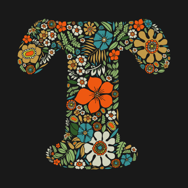 Hippie Floral Letter T by zeljkica
