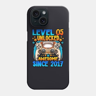 Level 5 Unlocked Awesome Since 2017 5Th Birthday Gaming Phone Case