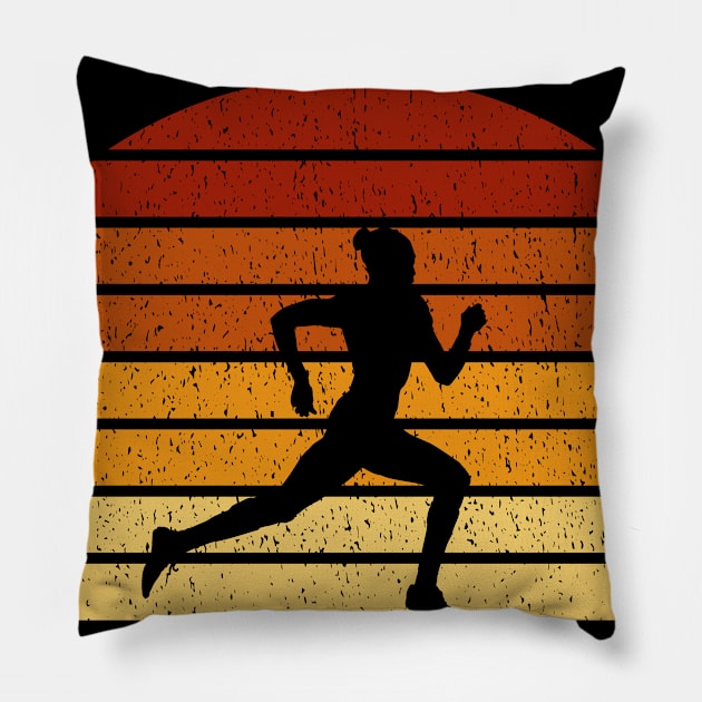 Vintage Sunset Running Gift For Runners Pillow by OceanRadar
