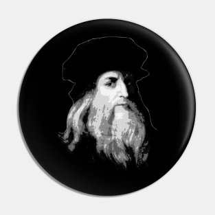 Leonardo Da Vinci Black and White Pin