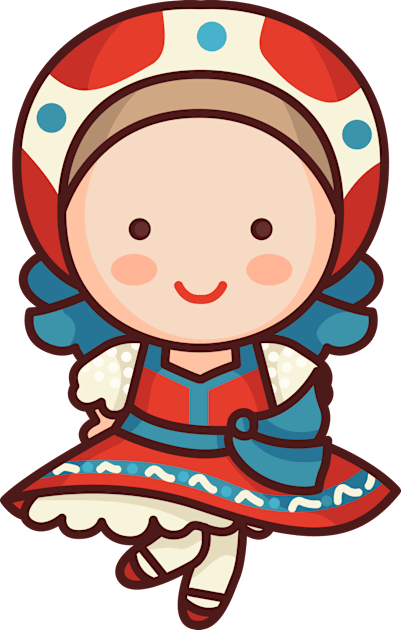 Cute Russian Village Girl in Traditional Clothing Cartoon Kids T-Shirt by SLAG_Creative