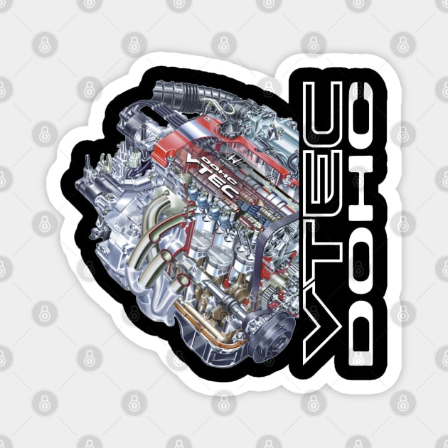 Honda VTEC DOHC Engine Magnet by gaplexio