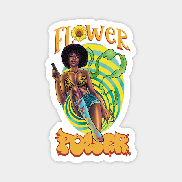 flower power black beautyfull Magnet by Paskalamak