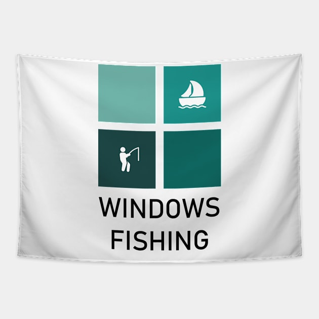 Windows Fishing Tapestry by Walzie