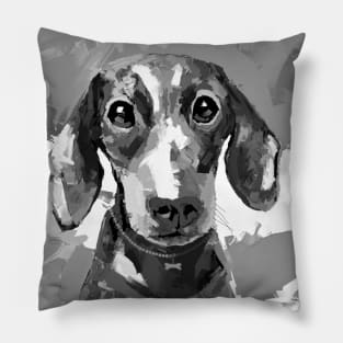 Black and white dachshund Pillow