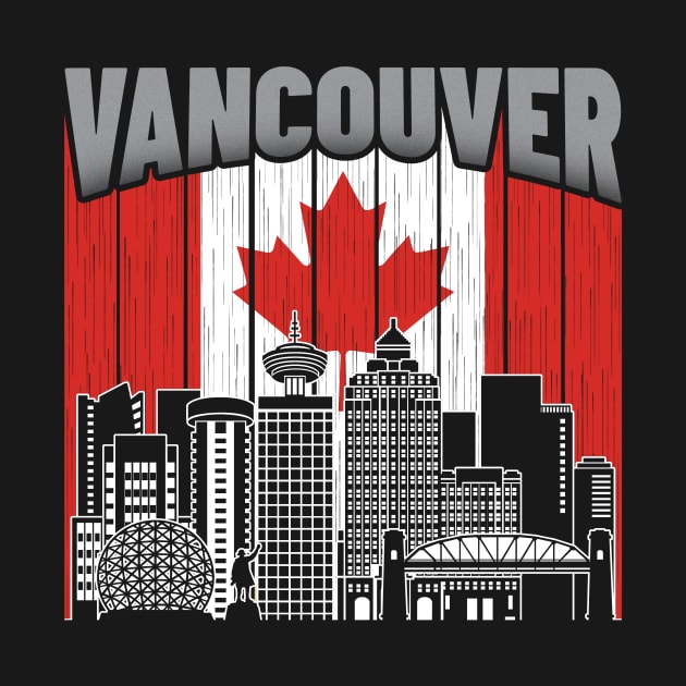 Vancouver Canada Skyline Vintage Flag by travel2xplanet