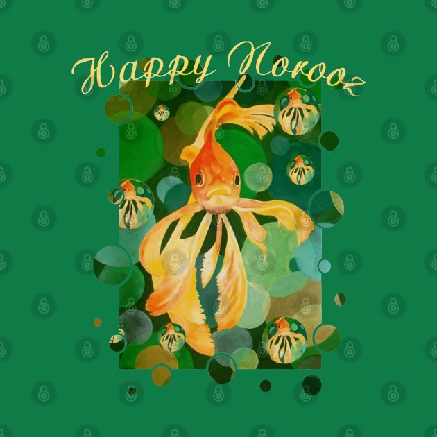 Happy Norooz Cat New Year Goldfish In Green Sea by taiche