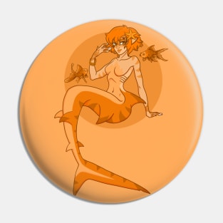 Orange Tiger Mermaid Pin