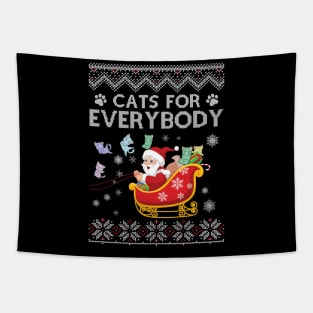 Cats For Everybody Ugly Christmas Funny Xmas Cute Cat Lover Tapestry