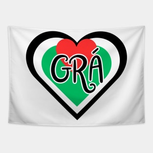 Grá = Love  - Irish Language Designs - Irish Palestinian Flag Tapestry