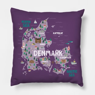 Denmark illustrated map Pillow