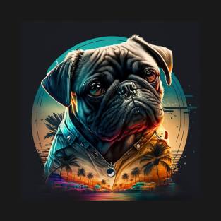 Little Sweet Cute Pug Puppy Dog on vacation T-Shirt