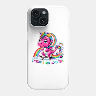 Unicorn Dinosaur Skateboard  Rainbow Adventure Dino Lover Top Phone Case