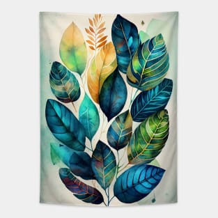 Watercolor leaves pattern Tapestry