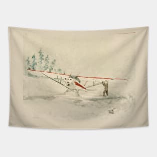 Taking off in a blizzard. Original Painting Tapestry